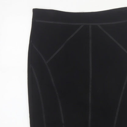 Autograph Women Black UK 14 Straight Pencil Knee Skirt Stretch Zip