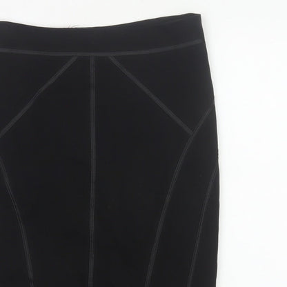 Autograph Women Black UK 14 Straight Pencil Knee Skirt Stretch Zip