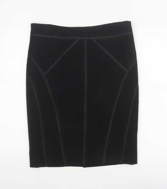 Autograph Women Black UK 14 Straight Pencil Knee Skirt Stretch Zip