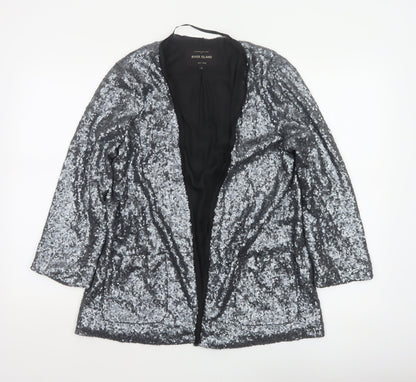 River Island Women’s Silver Sequin Open Party Jacket UK 12
