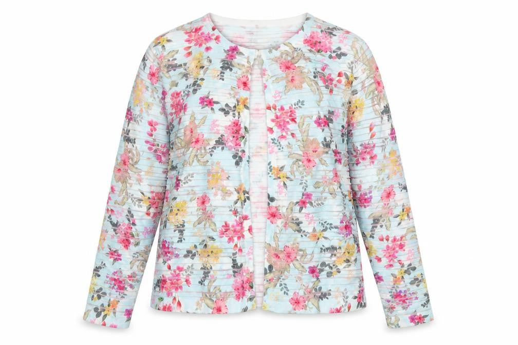 Emreco Women’s Multicoloured Floral Knit Open Cardigan UK 18