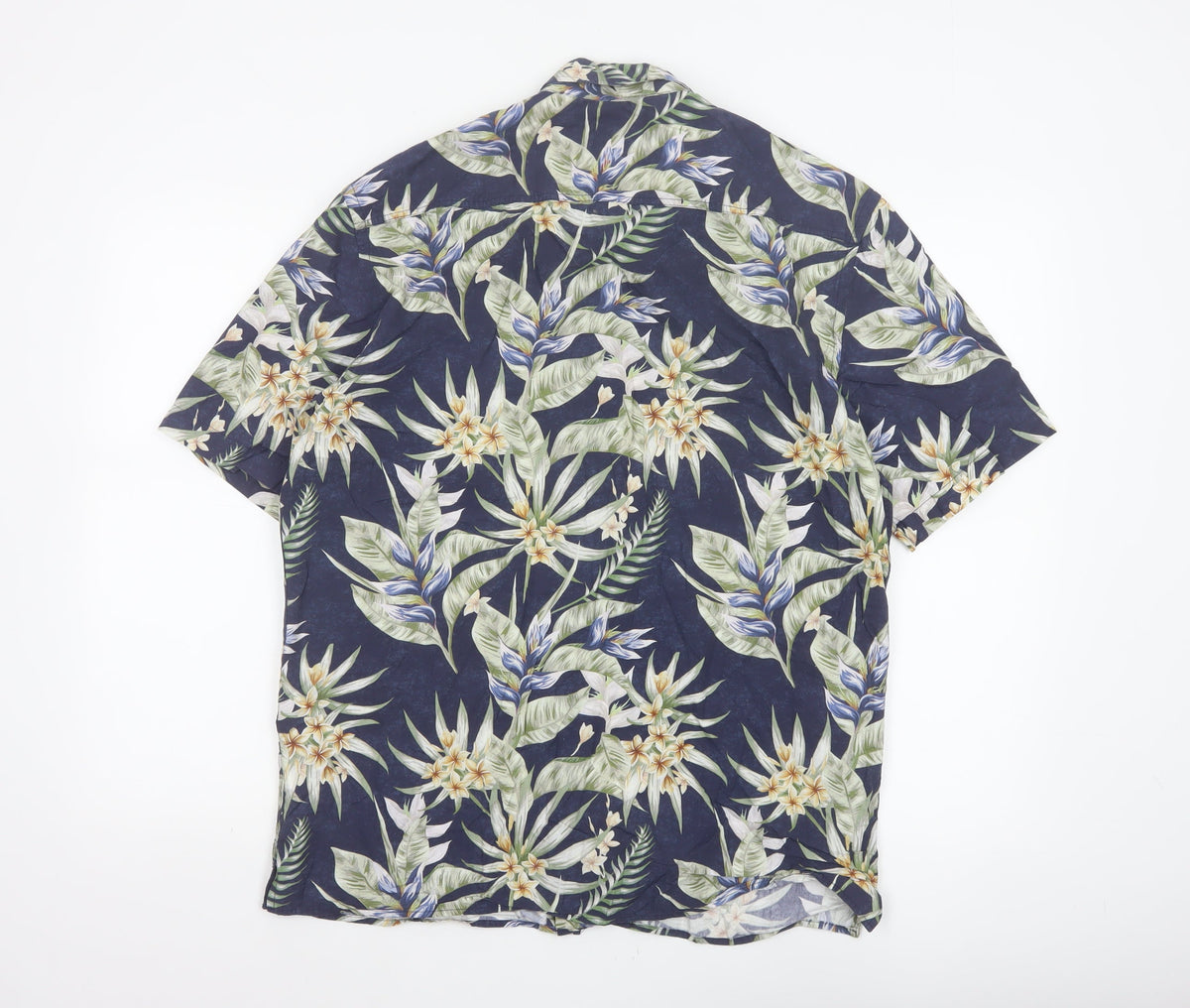 Zara Men Blue L Tropical Floral Hawaiian Short Sleeve Button-Up Shirt