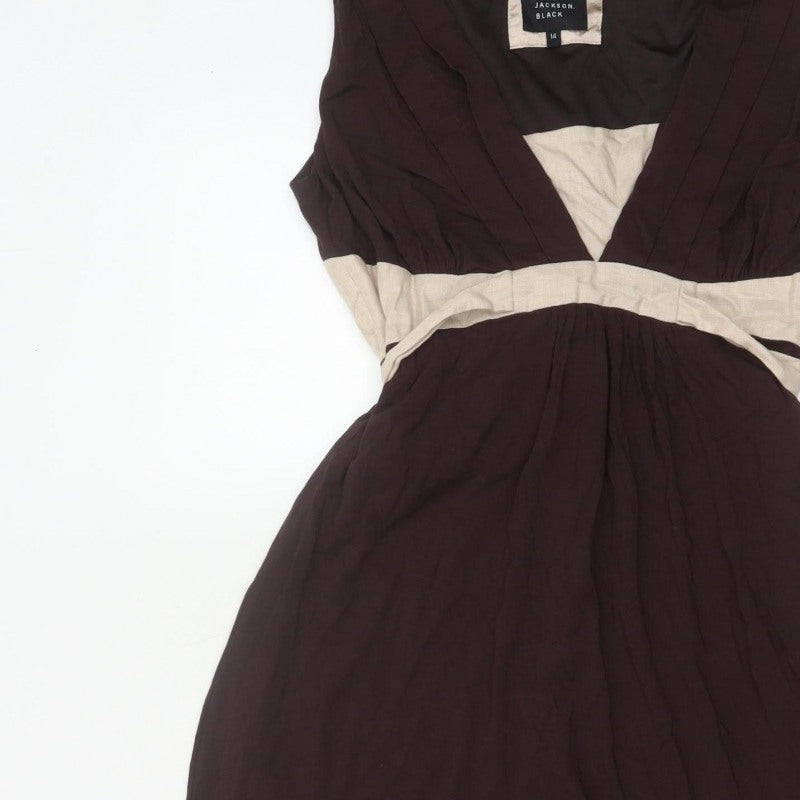 Betty Jackson Black Women’s Brown Beige UK 14 Fit & Flare Knee Dress