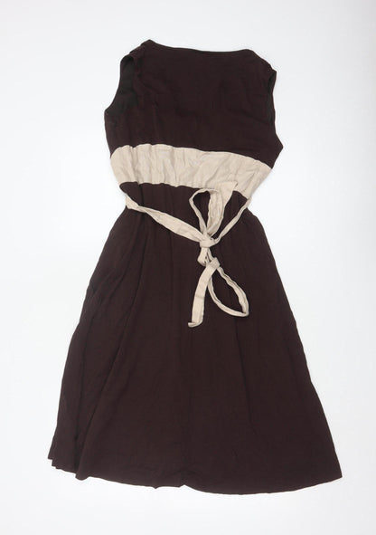 Betty Jackson Black Women’s Brown Beige UK 14 Fit & Flare Knee Dress