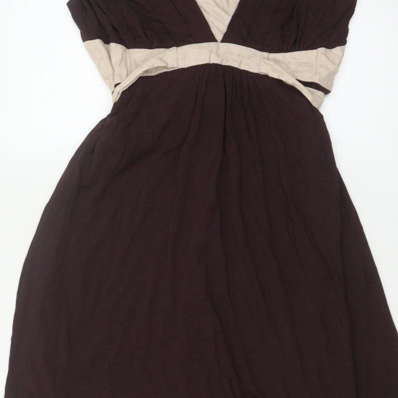 Betty Jackson Black Women’s Brown Beige UK 14 Fit & Flare Knee Dress