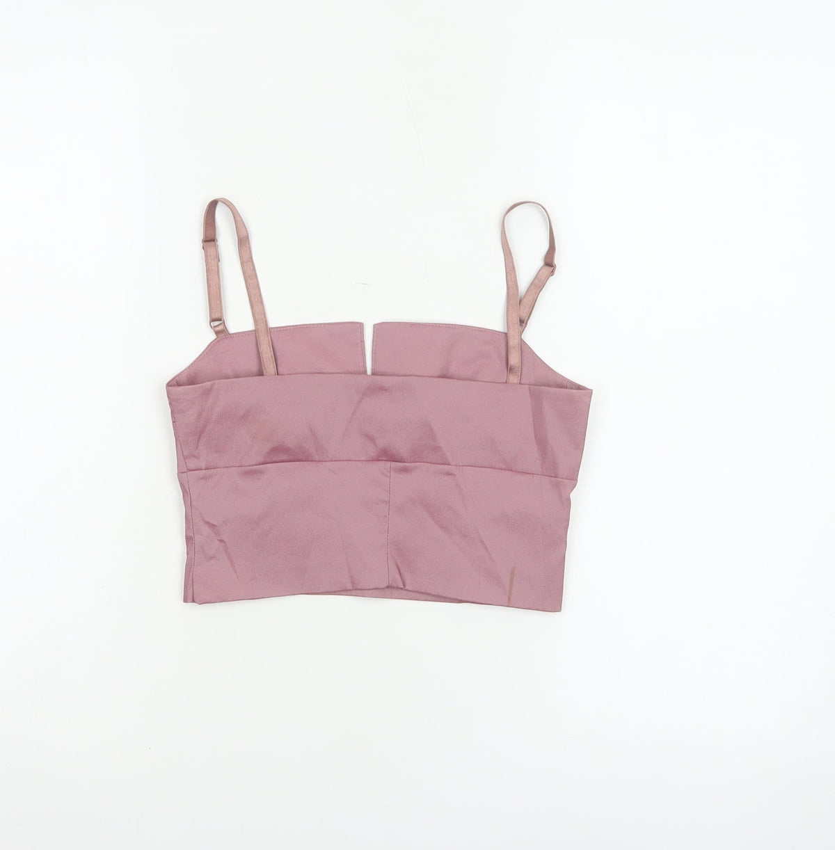 Miss Selfridge Women Pink UK 8 Cropped Satin Camisole Adjustable Strap Top