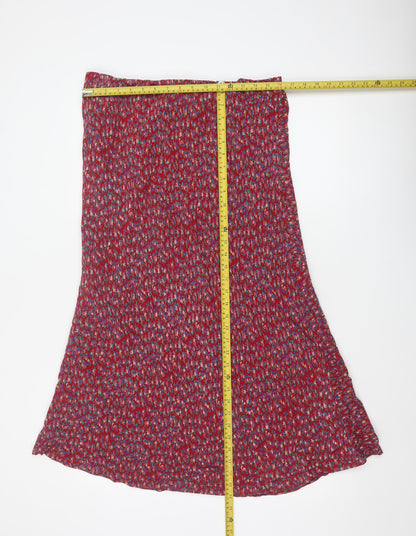 Pennyplain Women Red Floral A-Line Long Skirt UK 16 Petite Lined