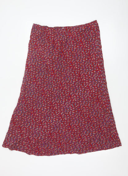 Pennyplain Women Red Floral A-Line Long Skirt UK 16 Petite Lined