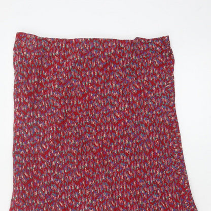 Pennyplain Women Red Floral A-Line Long Skirt UK 16 Petite Lined