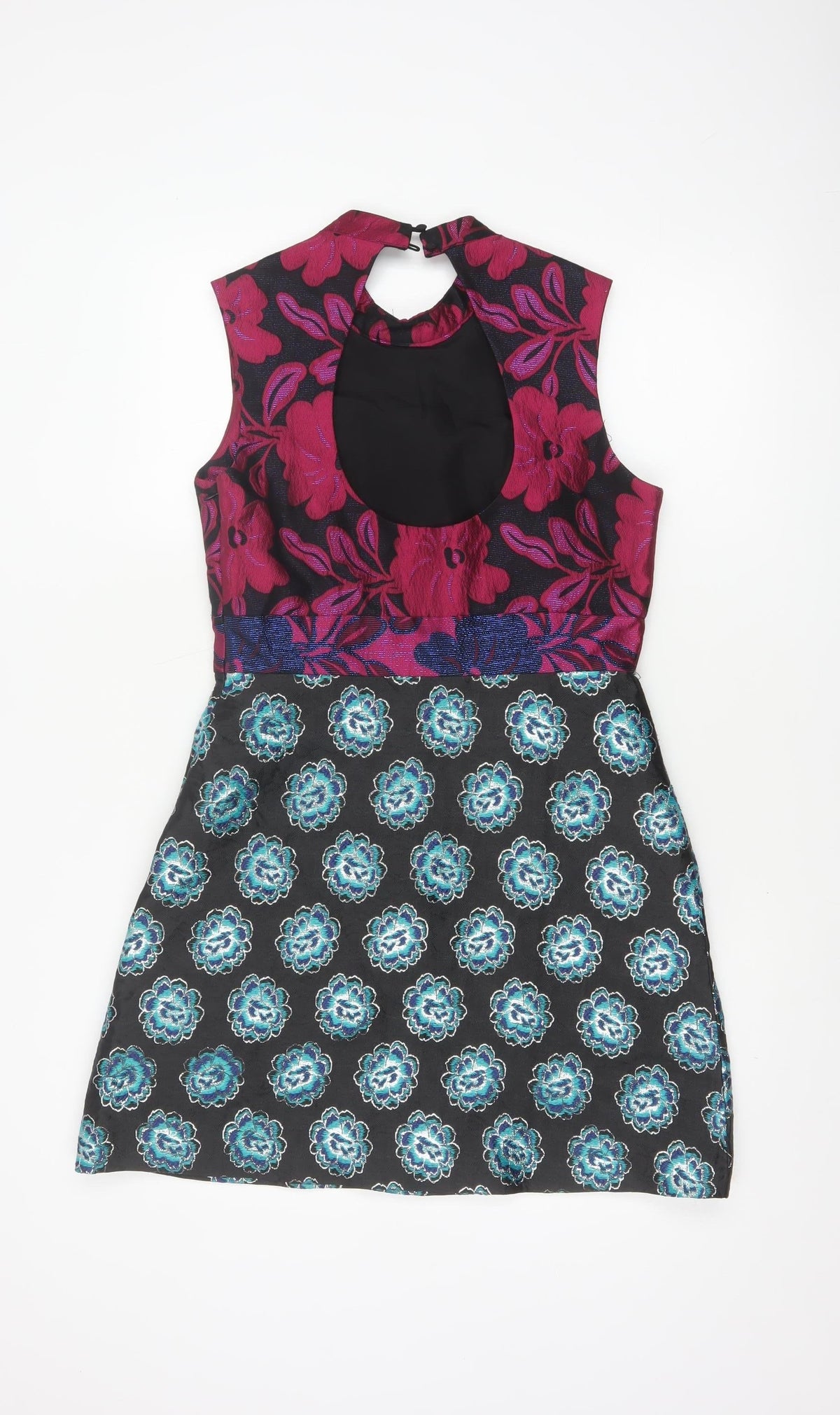 ASOS Women Black Floral A-Line Halter Party Dress UK 10
