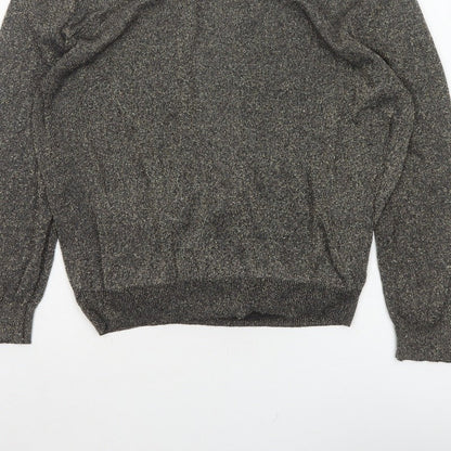 Softgrey Women Grey Metallic Knit Raglan Jumper UK 14 Round Neck
