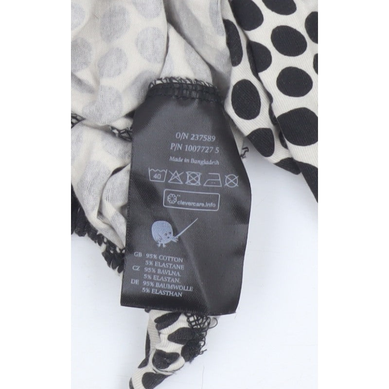 Monki Women Black & White Polka Dot 2XL Cropped Tie Back Blouse