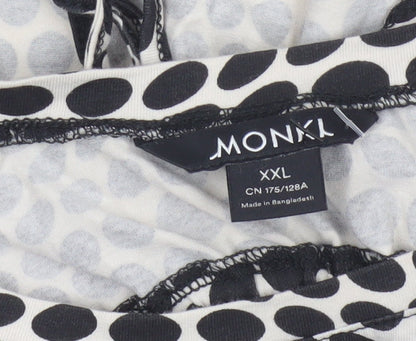 Monki Women Black & White Polka Dot 2XL Cropped Tie Back Blouse
