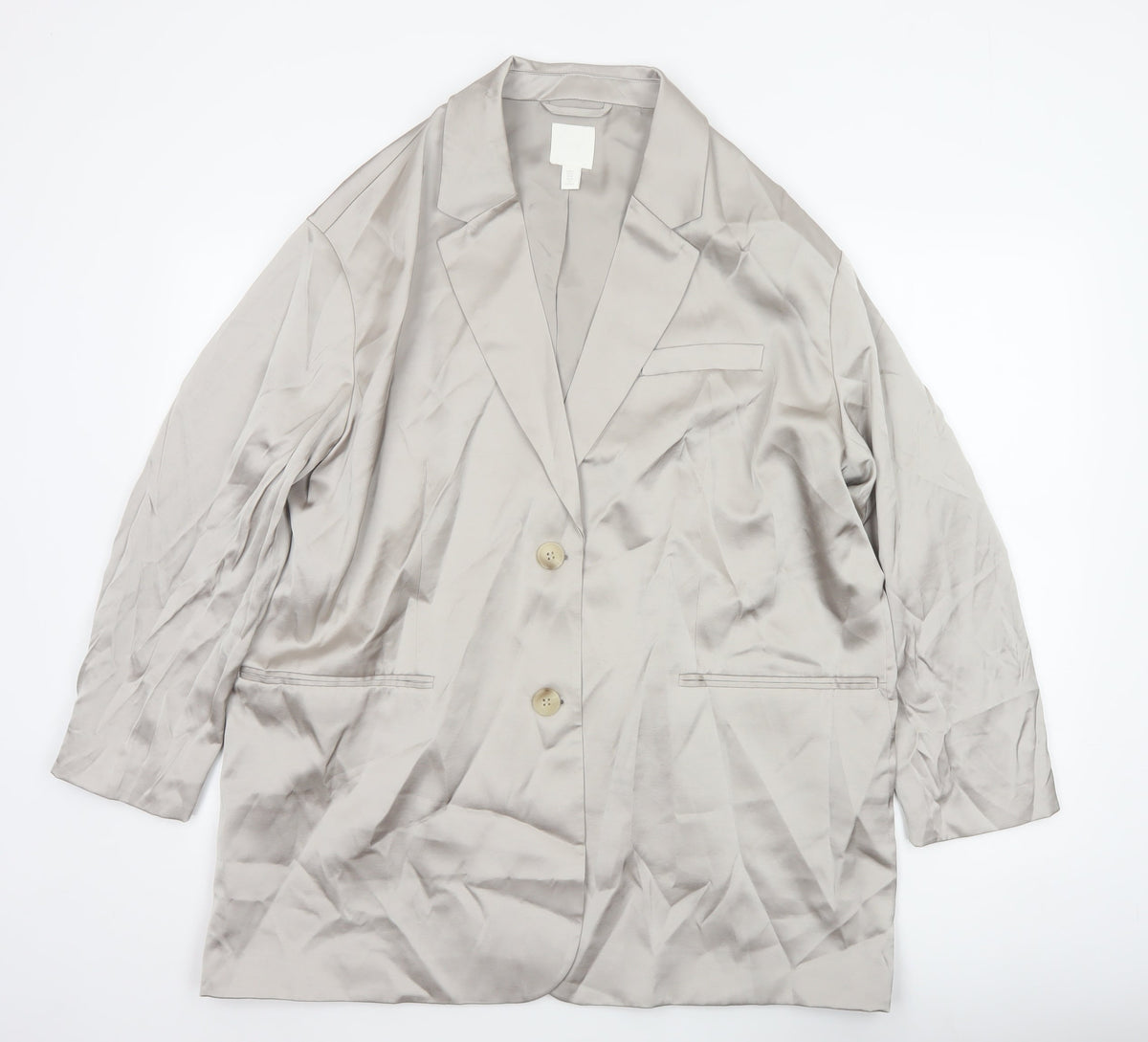 H&M Women’s Beige Size M UK 12 Long Single-Breasted Blazer