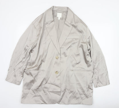 H&M Women’s Beige Size M UK 12 Long Single-Breasted Blazer