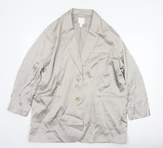 H&M Women’s Beige Size M UK 12 Long Single-Breasted Blazer