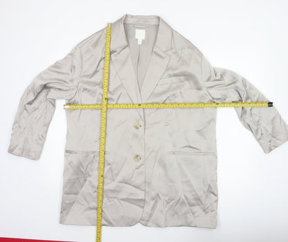 H&M Women’s Beige Size M UK 12 Long Single-Breasted Blazer