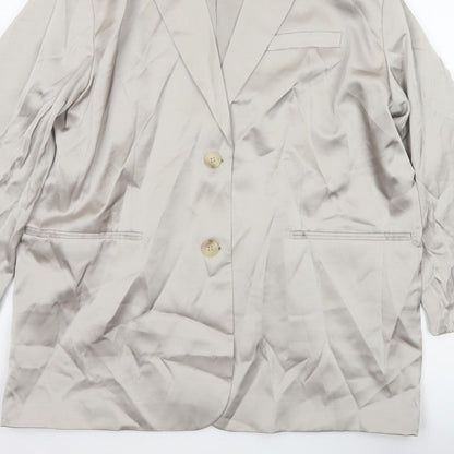 H&M Women’s Beige Size M UK 12 Long Single-Breasted Blazer