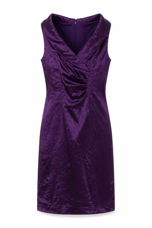 Connected Apparel Women Purple UK 10 Satin Sheath Cocktail Dress