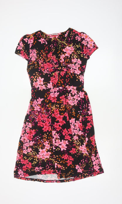 Joe Browns Women’s Black Floral Fit & Flare Midi Dress UK 10 Short Sleeve