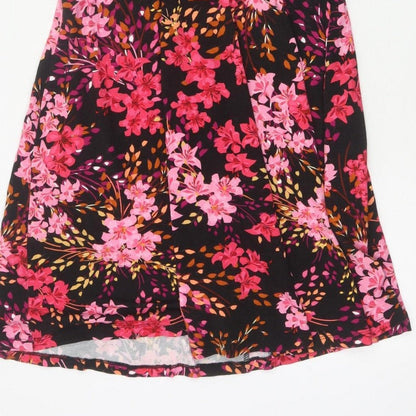 Joe Browns Women’s Black Floral Fit & Flare Midi Dress UK 10 Short Sleeve