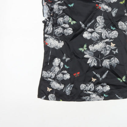Ted Baker Women Black Floral Butterfly Ruffle Blouse UK 6