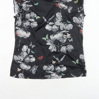 Ted Baker Women Black Floral Butterfly Ruffle Blouse UK 6