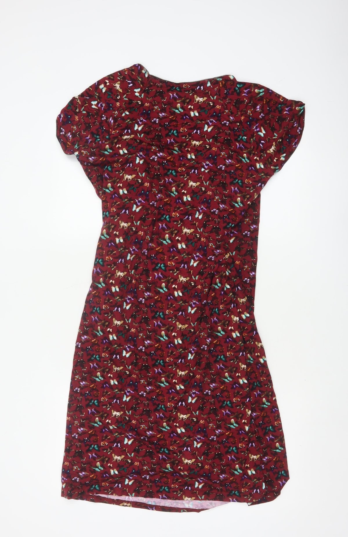 Joe Browns Women’s Red Butterfly Print V-Neck Sheath Dress UK 14