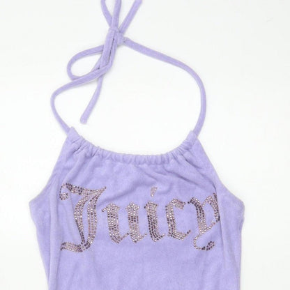 Juicy Couture Women’s Purple XS Velour Halter Bodycon Mini Dress