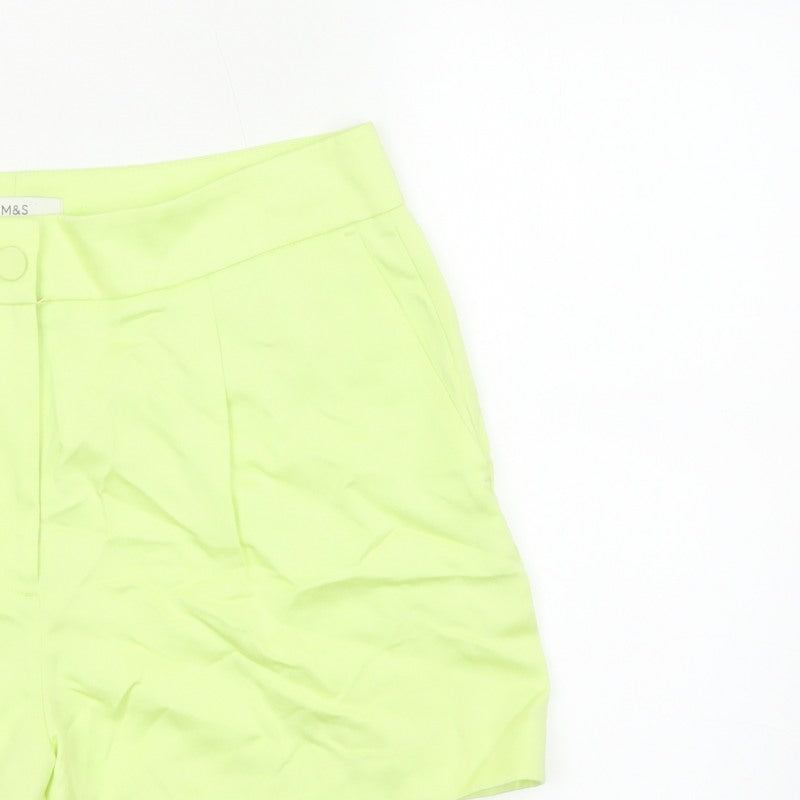 Marks & Spencer Women Yellow Size 16 Regular Tailored Shorts Pockets