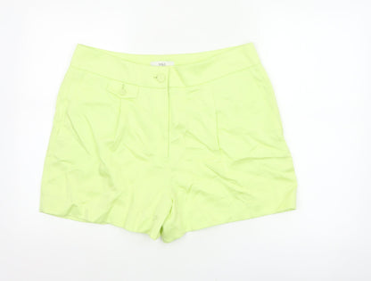 Marks & Spencer Women Yellow Size 16 Regular Tailored Shorts Pockets