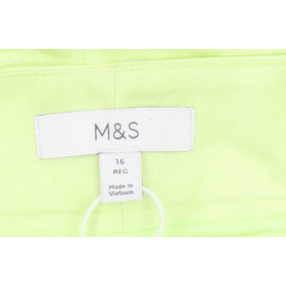 Marks & Spencer Women Yellow Size 16 Regular Tailored Shorts Pockets