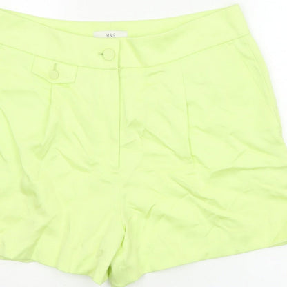 Marks & Spencer Women Yellow Size 16 Regular Tailored Shorts Pockets