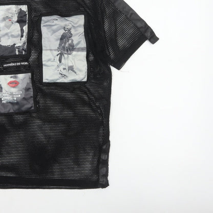 Manière De Voir Women Black UK 6 Sheer Mesh Marilyn Graphic T-Shirt