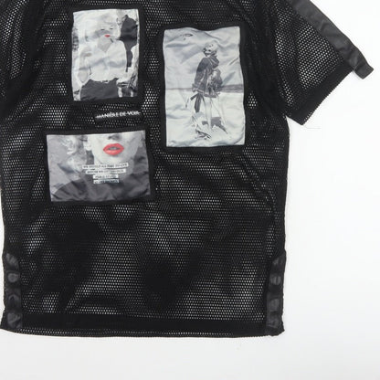Manière De Voir Women Black UK 6 Sheer Mesh Marilyn Graphic T-Shirt
