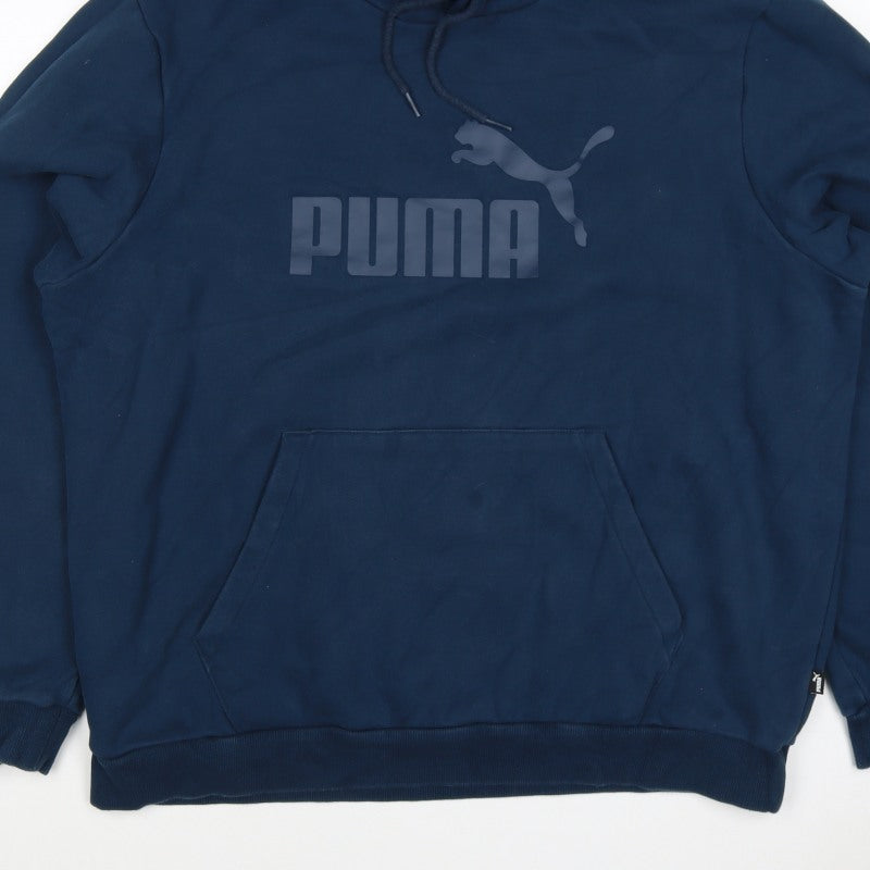 Puma Men's Blue XL Pullover Hoodie Logo Graphic Kangaroo Pocket