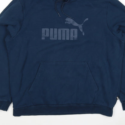 Puma Men's Blue XL Pullover Hoodie Logo Graphic Kangaroo Pocket