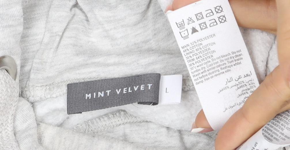 Mint Velvet Women’s Grey L Pullover Hoodie Colourblock Pockets