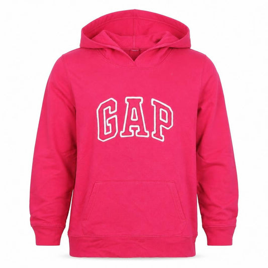 Front view of Gap Teens Pink XL Pullover Hoodie Logo Fleece Kangaroo Pocket