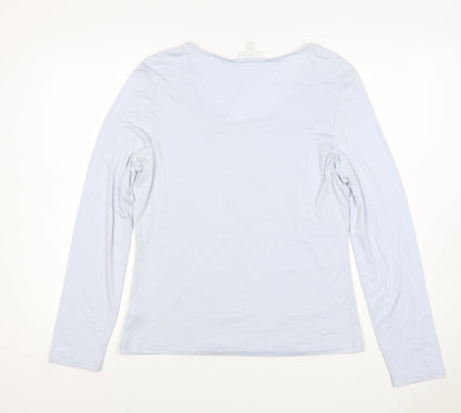 The White Company Women’s Blue Modal Scoop Neck Long Sleeve Top UK 16
