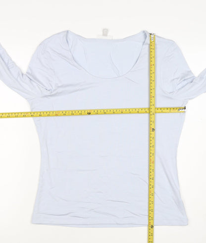 The White Company Women’s Blue Modal Scoop Neck Long Sleeve Top UK 16