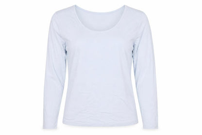 The White Company Women’s Blue Modal Scoop Neck Long Sleeve Top UK 16