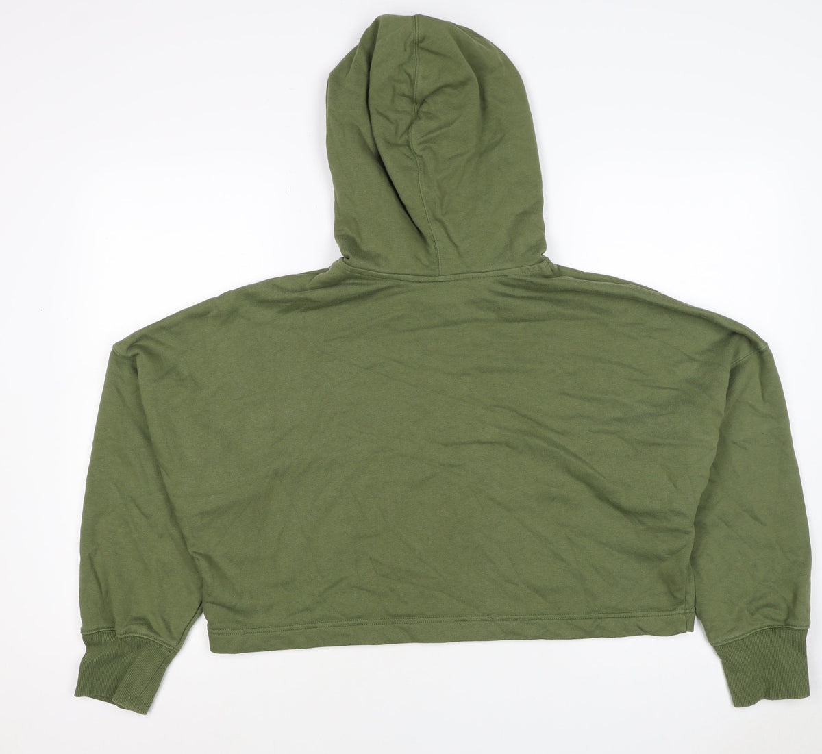 Adidas Women Green UK 10 Pullover Hoodie Trefoil Logo Long Sleeve