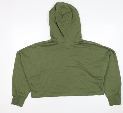 Adidas Women Green UK 10 Pullover Hoodie Trefoil Logo Long Sleeve