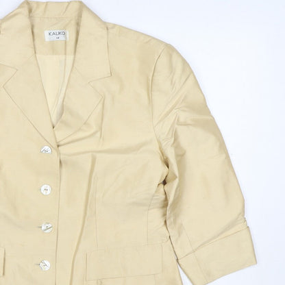 Kaliko Women Ivory UK 14 Silk Lined Single-Breasted Blazer