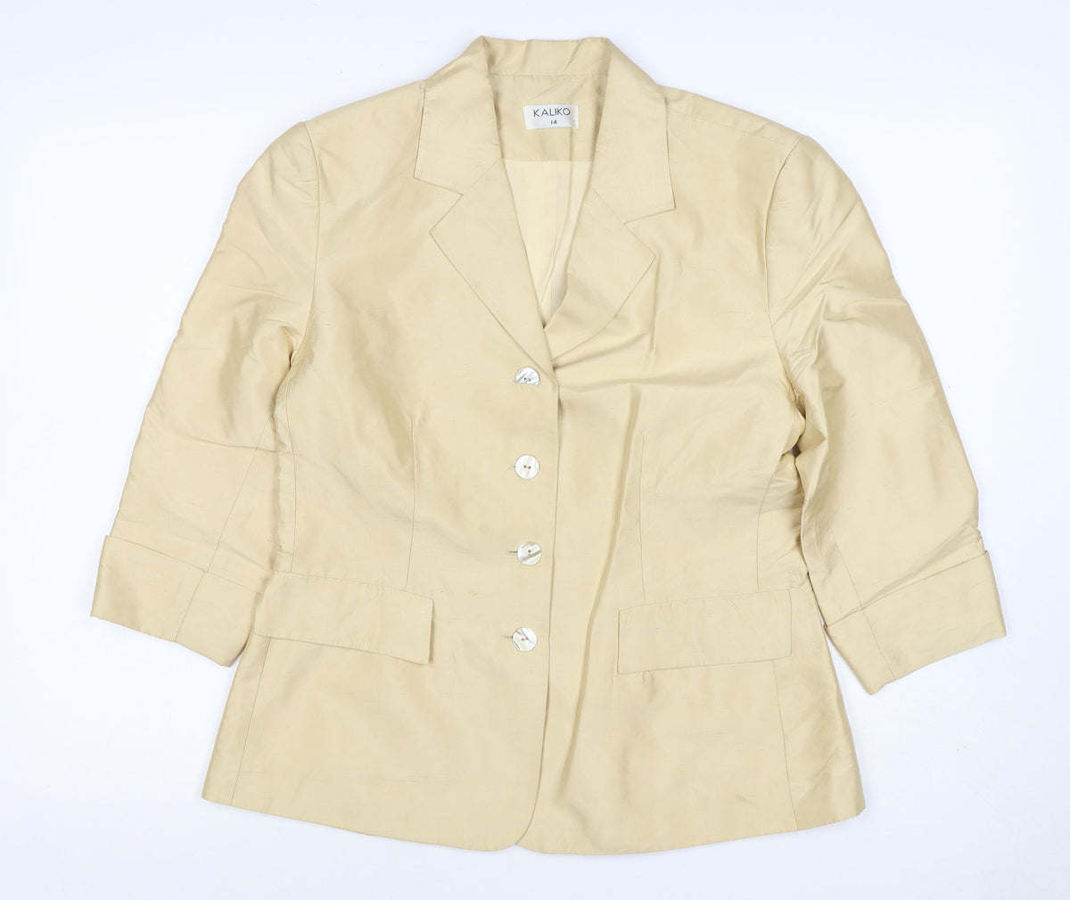 Kaliko Women Ivory UK 14 Silk Lined Single-Breasted Blazer