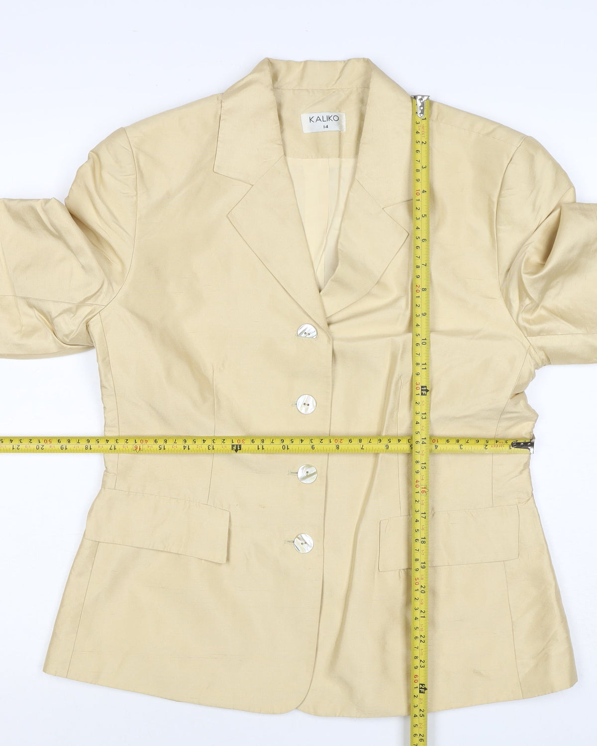 Kaliko Women Ivory UK 14 Silk Lined Single-Breasted Blazer