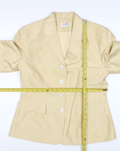 Kaliko Women Ivory UK 14 Silk Lined Single-Breasted Blazer
