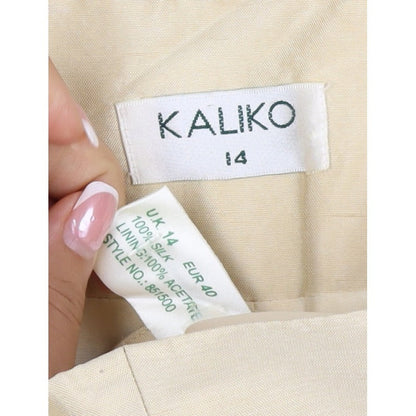 Kaliko Women Ivory UK 14 Silk Lined Single-Breasted Blazer