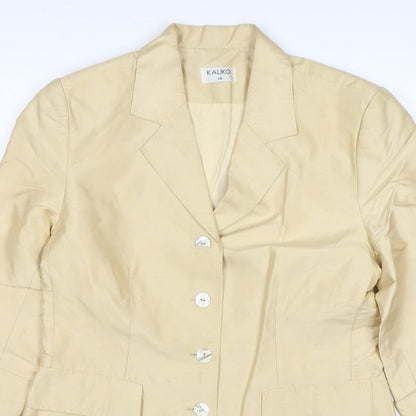Kaliko Women Ivory UK 14 Silk Lined Single-Breasted Blazer